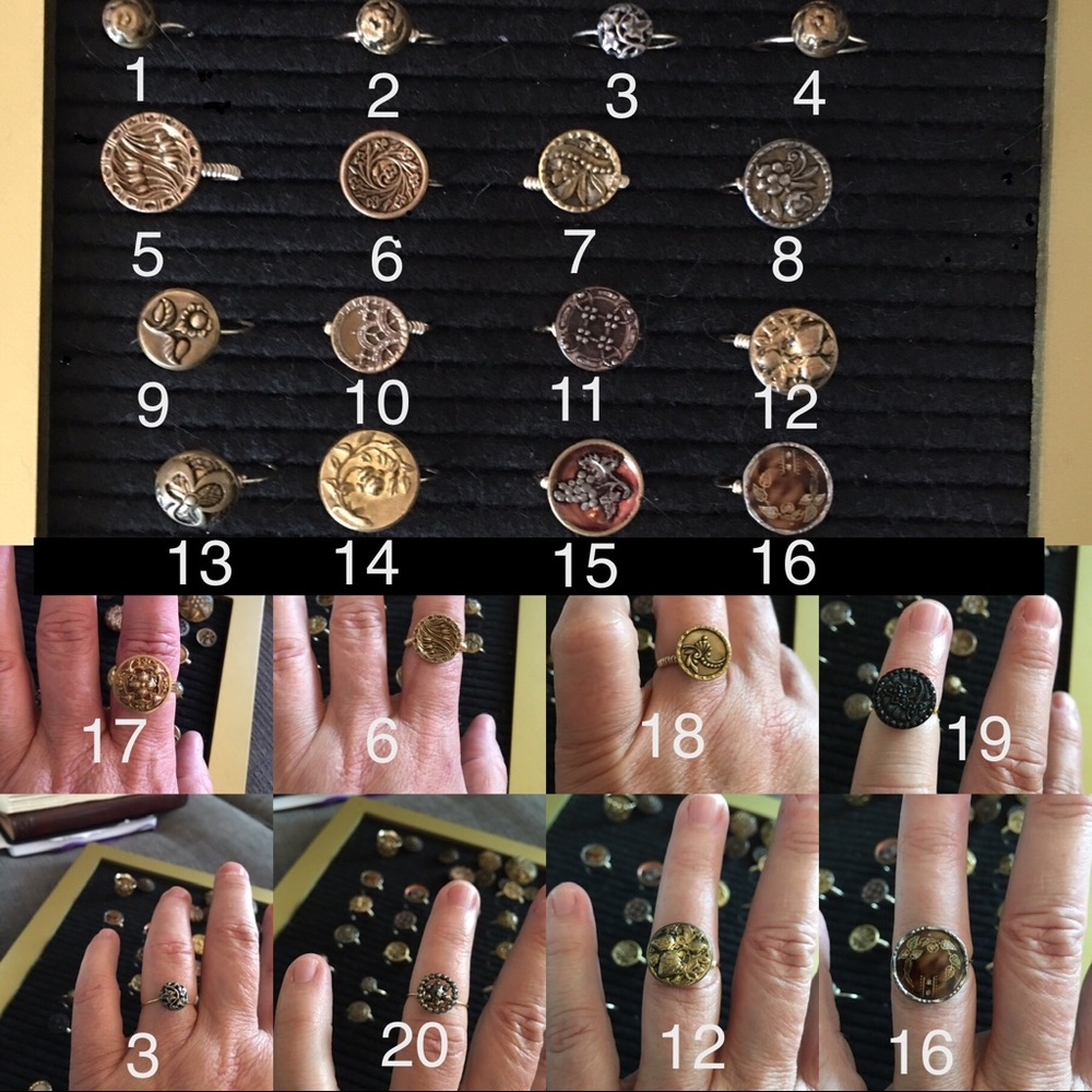 Victorian Button Rings. Durable gold plated.